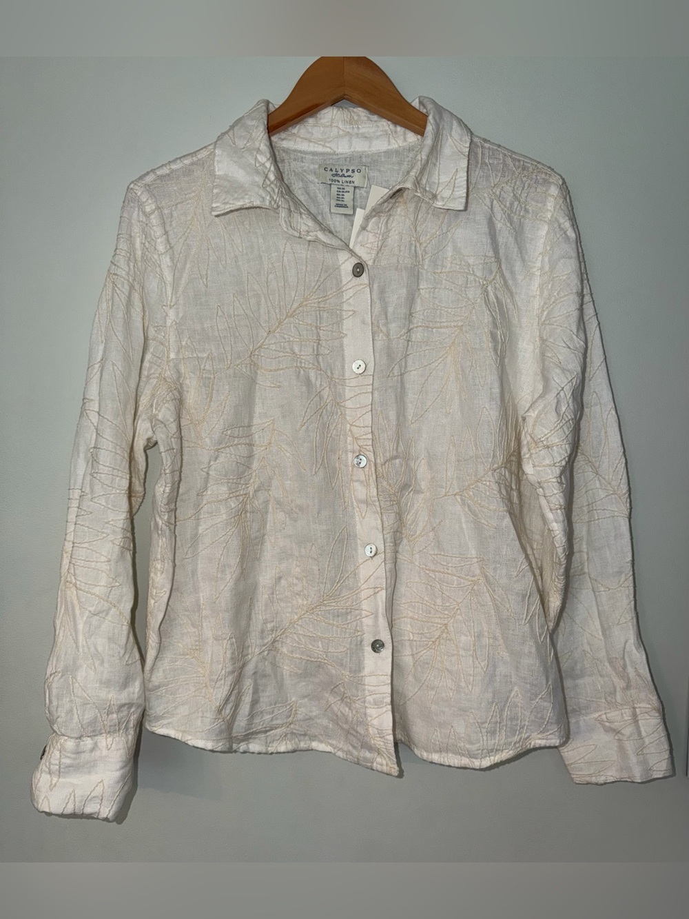 Calypso St. Barth 100% Linen Embroidered Button-Up Shirt NWT 🌷